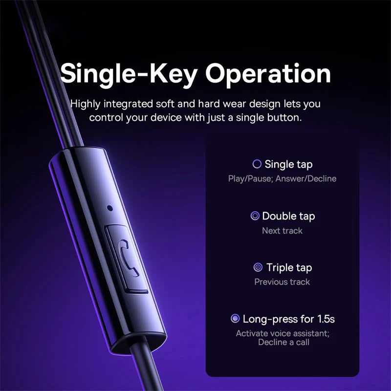Audífonos Baseus Encok con Cable, USB-C / 3.5mm