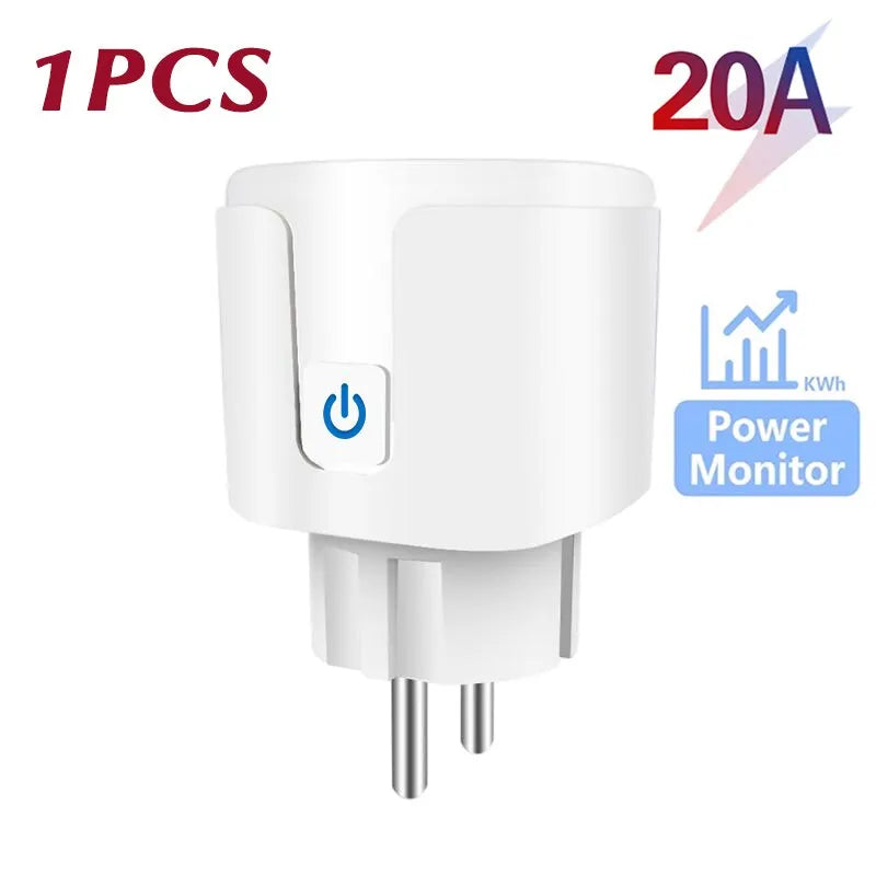 Smart Plug WiFi Socket EU 16A/20A With Power Monitor Timing Function Tuya app Smart Life APP Works With Alexa Google Home