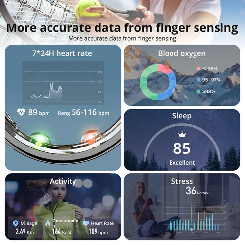 Anillo Inteligente COLMI R10 con Estuche de Carga – Monitor de Salud y Sueño 5ATM
