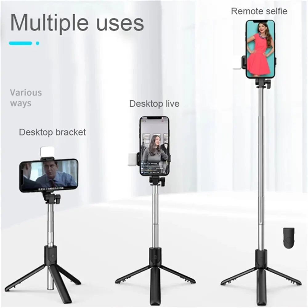 Selfie Stick Trípode Bluetooth con Luz LED