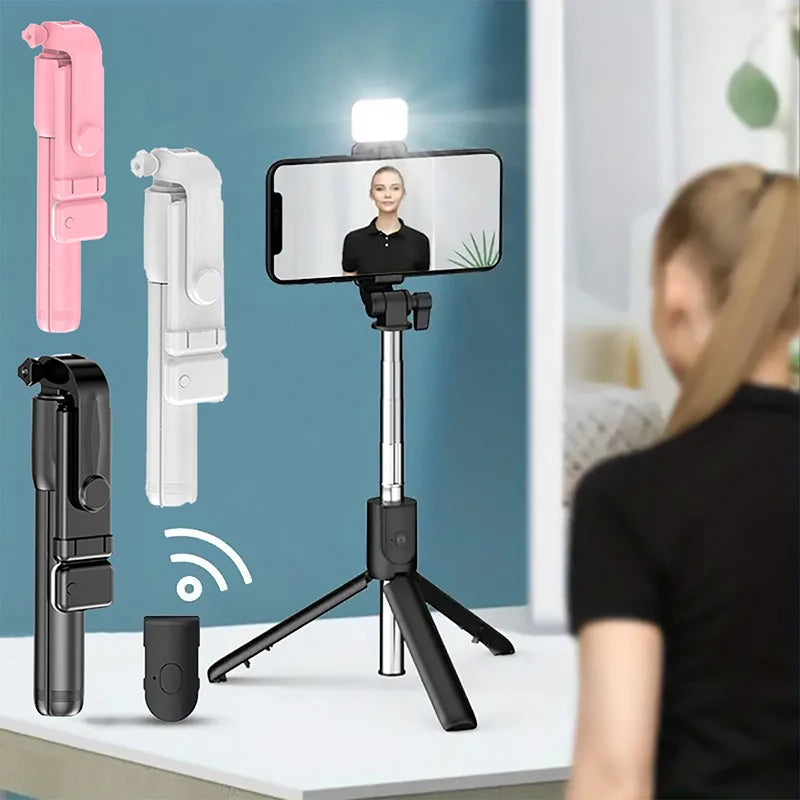 Selfie Stick Trípode Bluetooth con Luz LED
