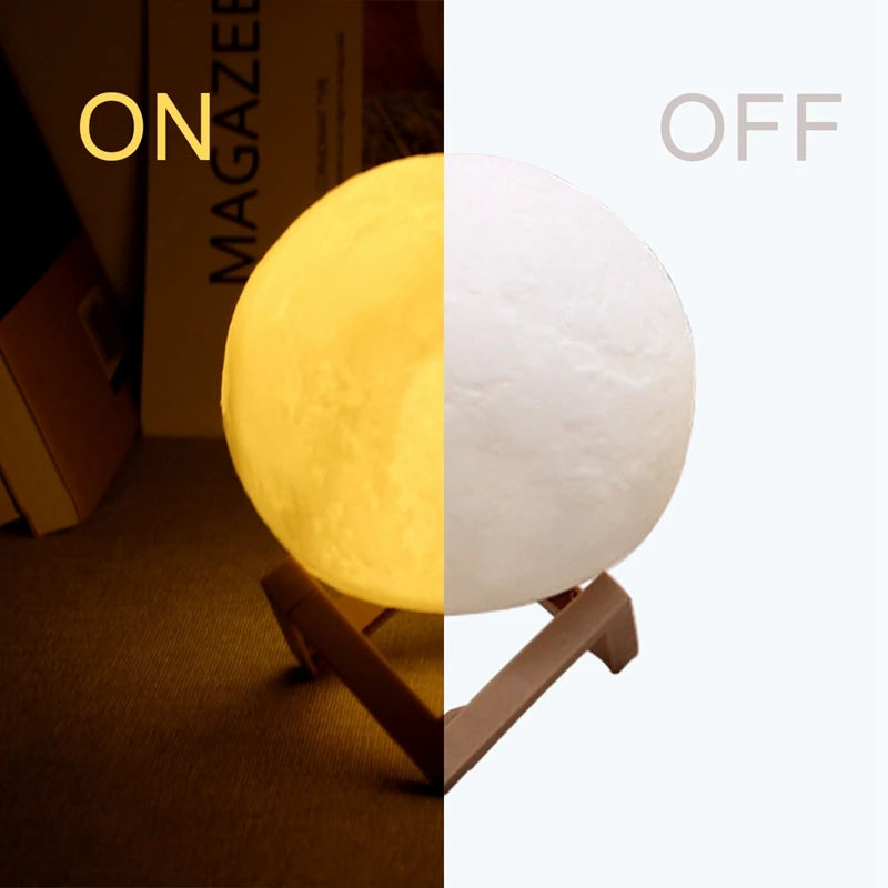 Lámpara Luna LED 3D con Base