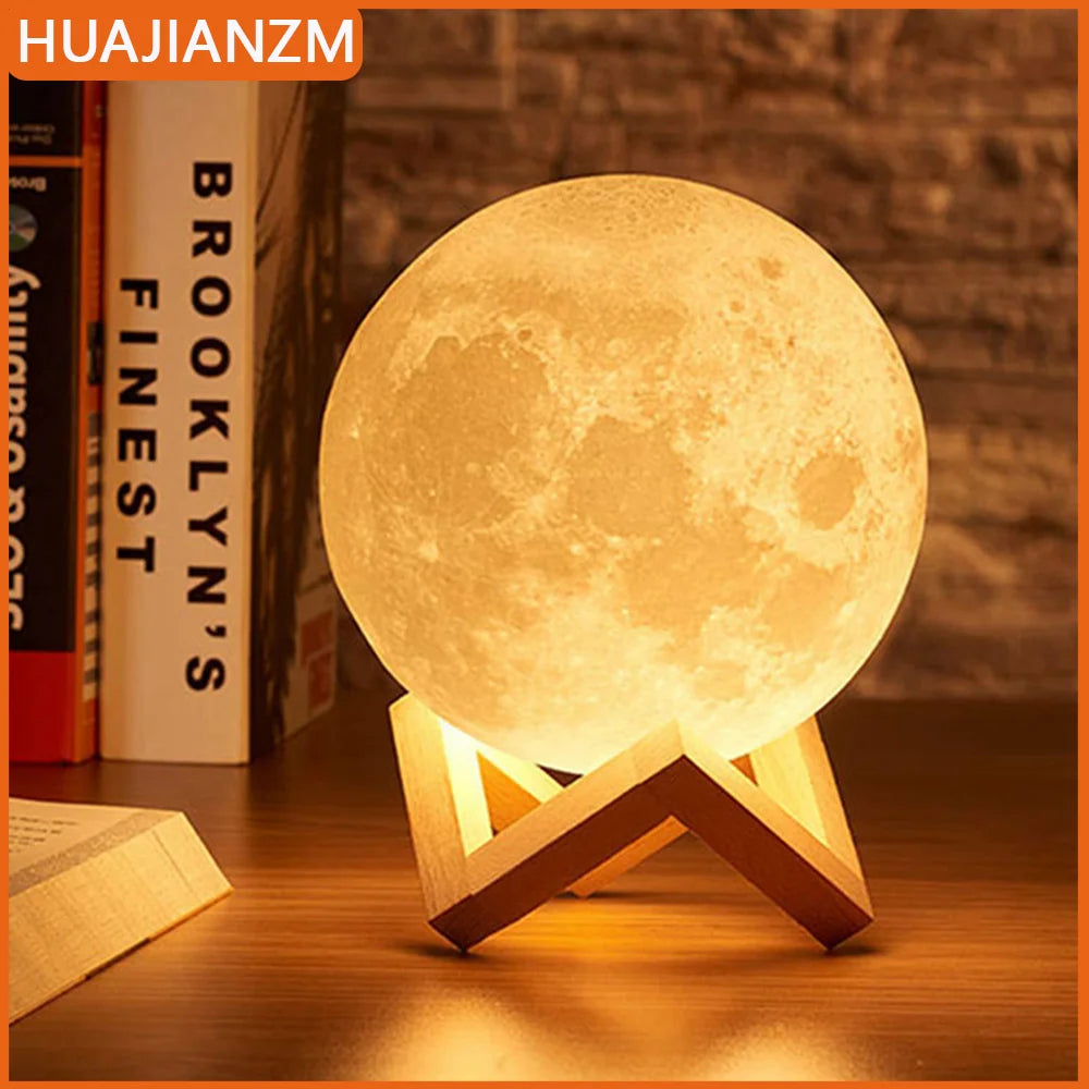 Lámpara Luna LED 3D con Base