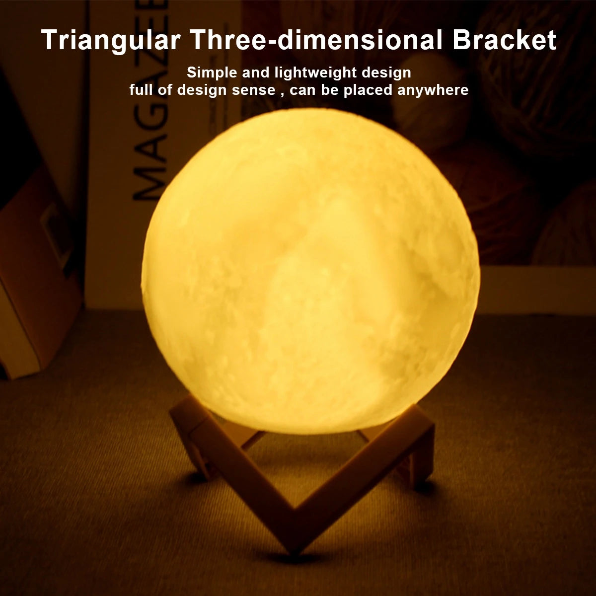 Lámpara Luna LED 3D con Base
