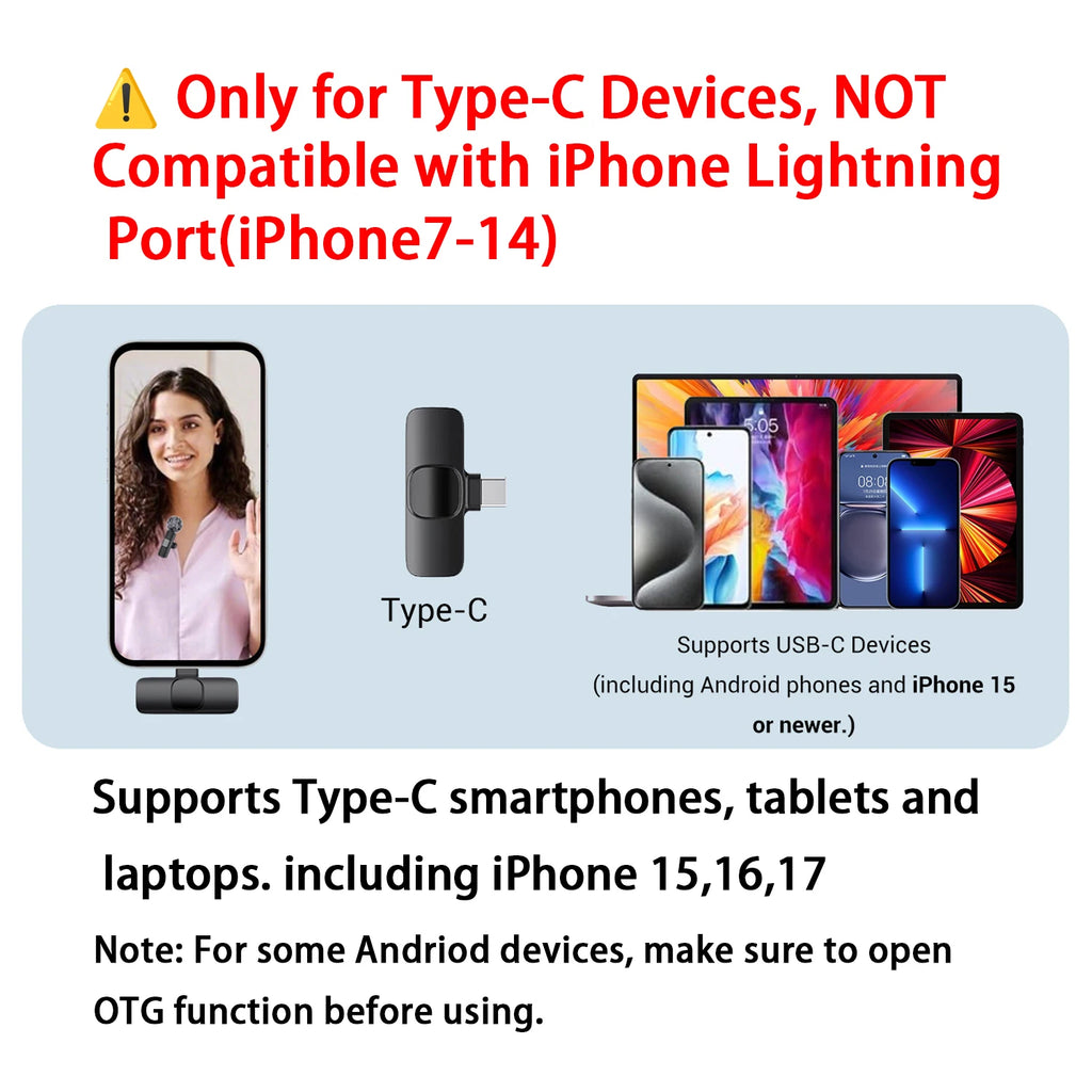 Micrófono Inalámbrico Lavalier USB-C para Celular