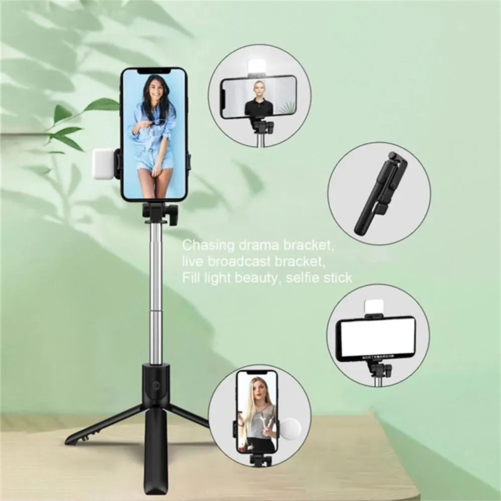 Selfie Stick Trípode Bluetooth con Luz LED