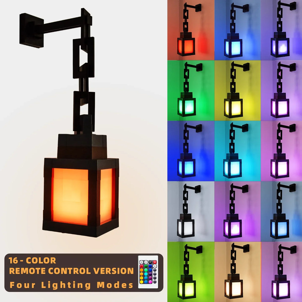 Lámpara LED Pixel Art RGB con Control Remoto, 16 Colores