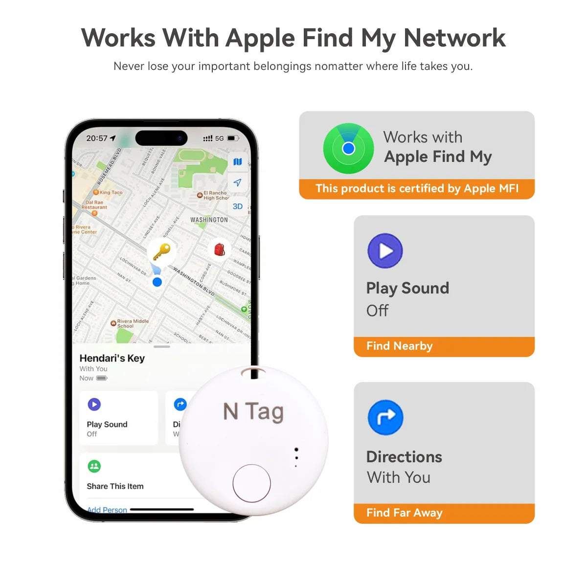 Localizador Inteligente Tipo AirTag (Find My, solo iPhone)