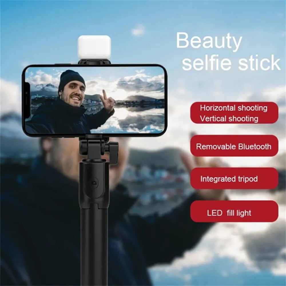 Selfie Stick Trípode Bluetooth con Luz LED