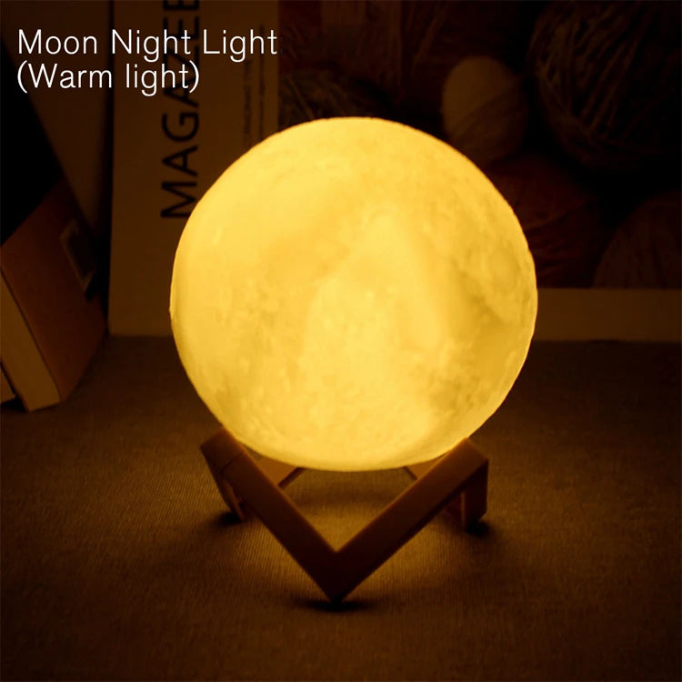 Lámpara Luna LED 3D con Base
