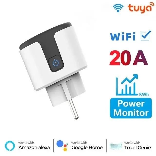 Smart Plug WiFi Socket EU 16A/20A With Power Monitor Timing Function Tuya app Smart Life APP Works With Alexa Google Home